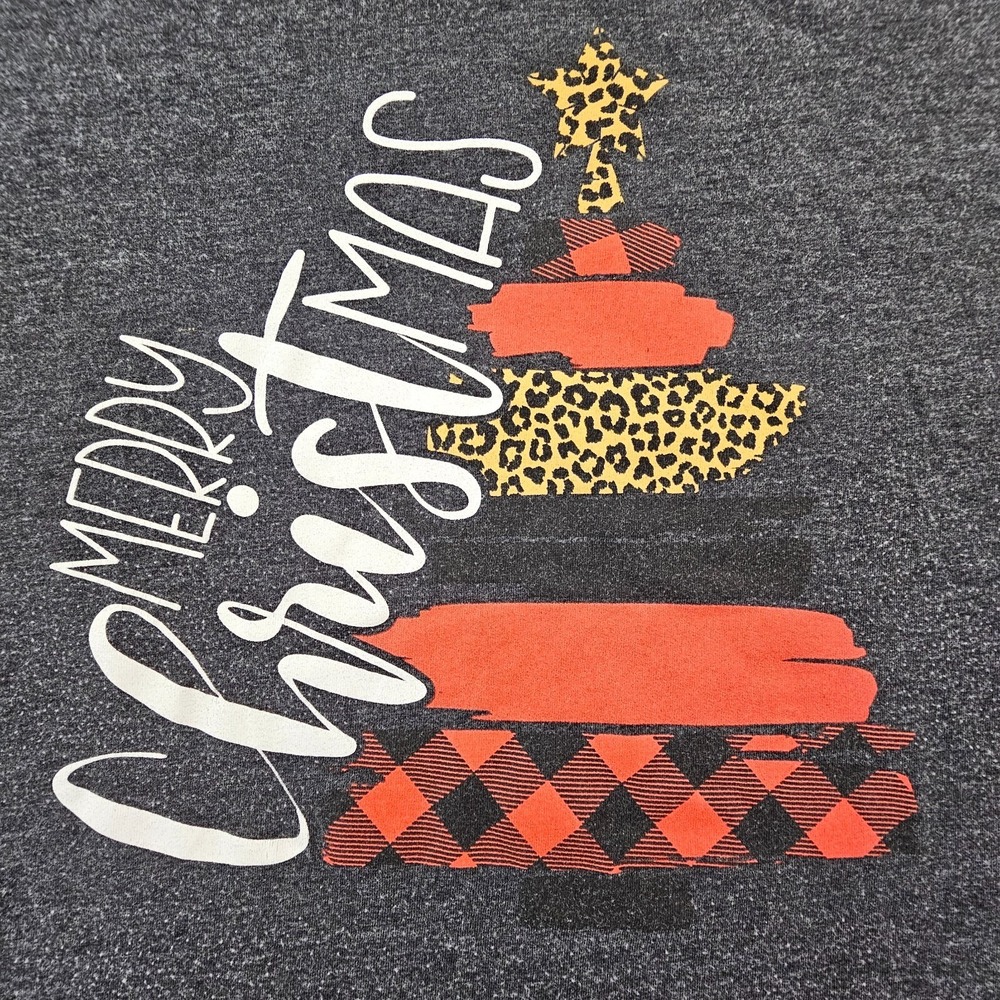 Merry Christmas Love in Faith Gray Short Sleeve Cotton Blend T-Shirt Men's L‎